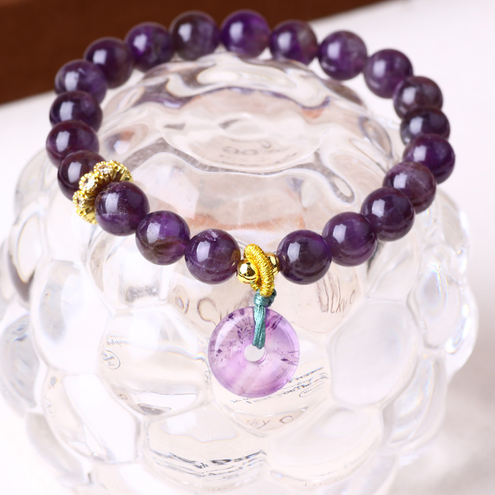 Pulseras de cuentas de amatista natural de alto nivel, pulseras de aire púrpura, pulseras de regalo para mujeres, buena suerte, pulseras de encanto púrpura