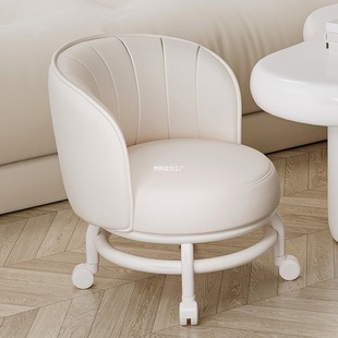 Swivel Small Stool for Home Use, Low Stool with Soft Cushion, Children's Backrest Small Chair with Wheels, Mobile Entryway Shoe-Changing Stool