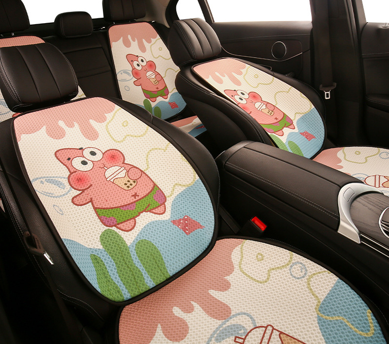 Patrick Star Cartoon Car Seat Cushion, Suitable for All Seasons, Cute Thin Breathable Seat Cover for Girls, Summer Cooling Pad with Ventilation