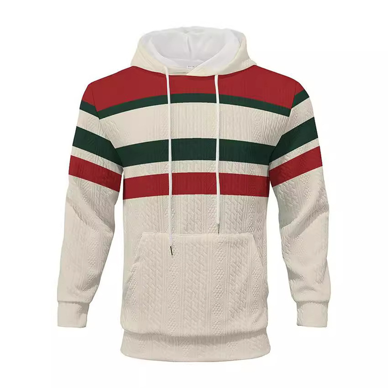 Cross-border European and American Spring and Autumn New Thin and Thick Small Pattern Printed Hooded Men's Sweatshirt