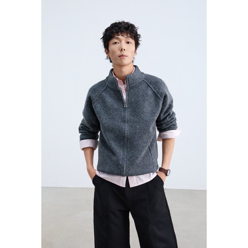 ANSWER ME时尚简约老钱风复古毛衣男女拉链开衫显瘦秋冬针织衫M48|undefined