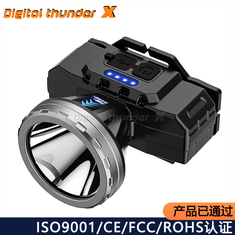 Luz de pesca nocturna al aire libre a prueba de agua transfronteriza led luz brillante superbrillante cabeza larga carga faro mayorista