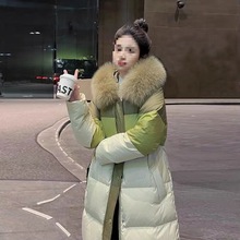 绒大毛领羽绒服女年新款流行中长款过膝加厚洋气外套冬