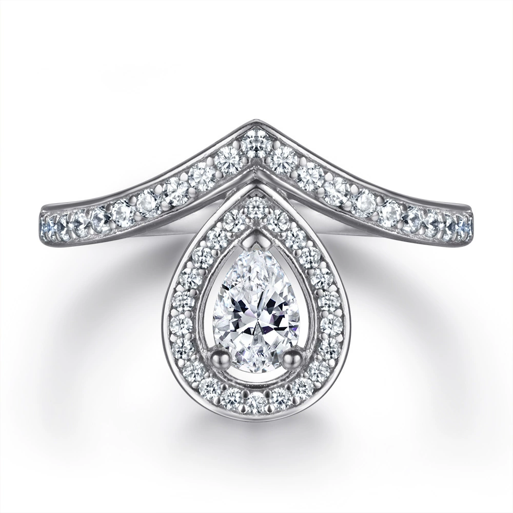 Set pearl drop-shaped, wedding ring, Amazon, silver 925 sample