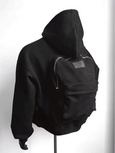 American-style hoodie, trendy 3D backpack-style sweatshirt for men, spring/autumn casual zip-up design jacket.