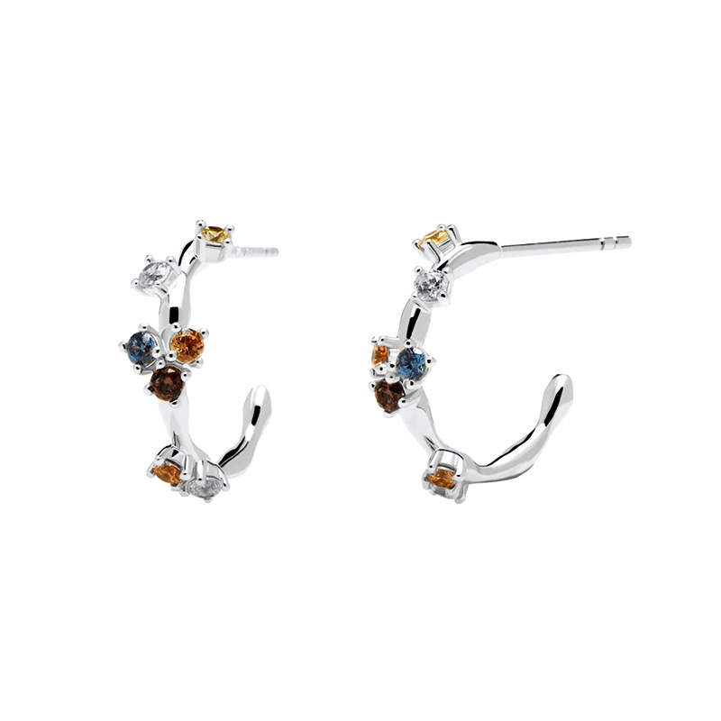 Micro-inlaid Irregular Colored Zircon Earrings Fashion C-shaped Ear Hoop Earrings display picture 2
