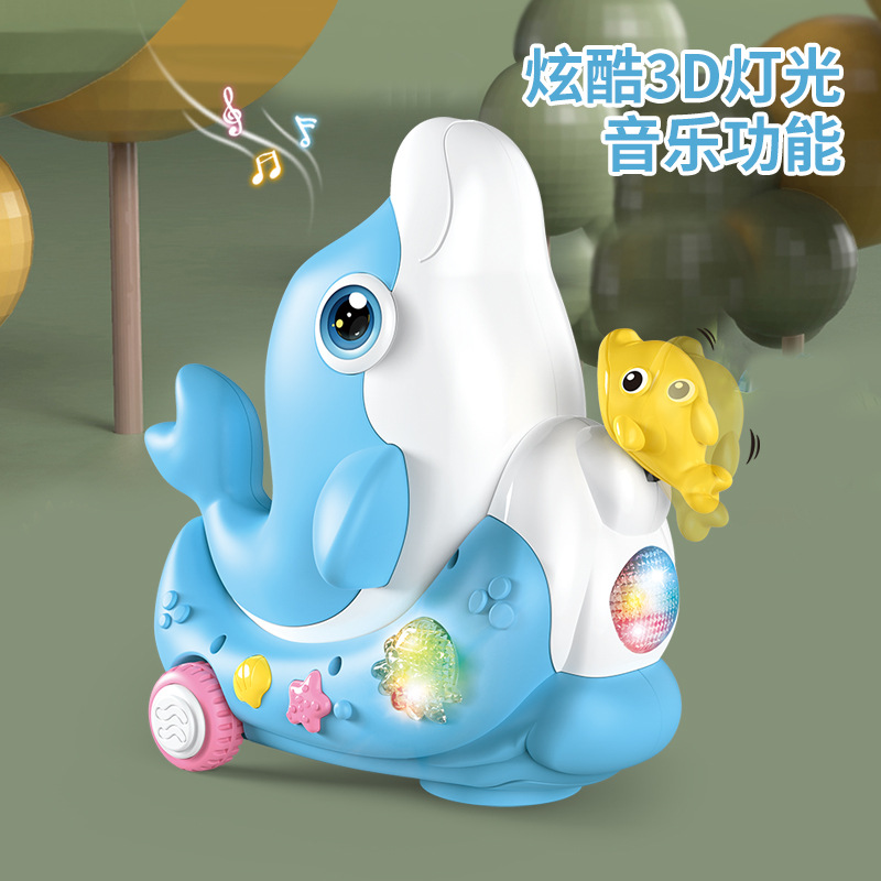 Bolas de soplado eléctricas de suspensión universal delfines de música cool iluminación dibujos animados animales juguetes para hombres y niñas
