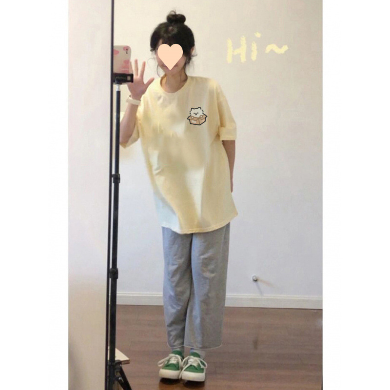 日本の甘い風の子猫の綿の夏の半袖は女子学生の新型のゆったりしていてかわいいです。|undefined