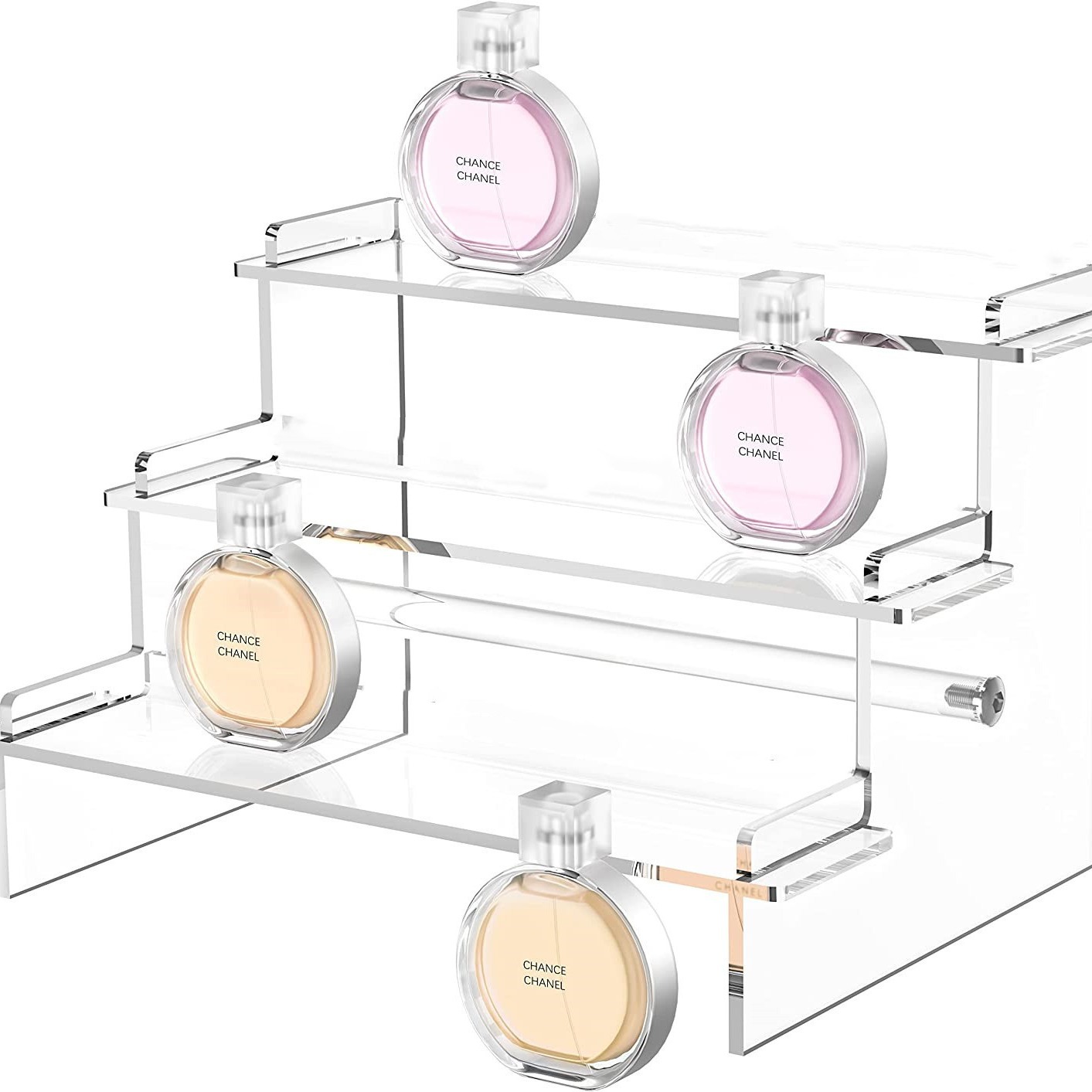 Estante de almacenamiento de perfume de tres capas de acrílico transparente caja ciega figura joyería de muñeca soporte de exhibición de cupcakes