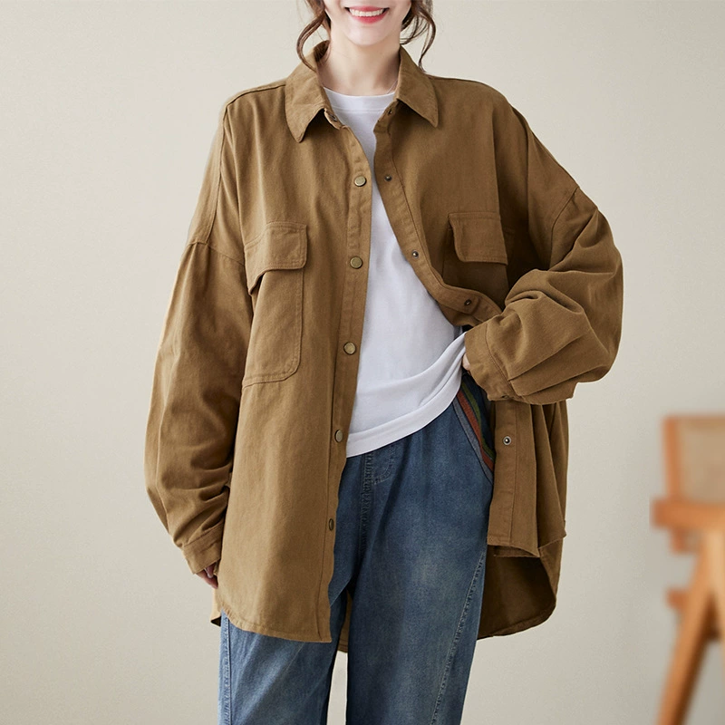 Autumn comfortable shirt, long-sleeve, jacket, plus size