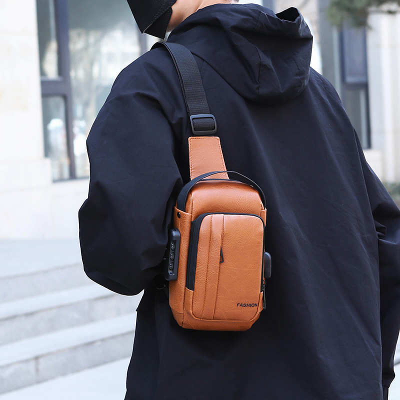 Bolso de pecho de hombre bloqueo de contraseña bolso de motocicleta antirrobo al aire libre correr viaje bolso de cintura de hombro mochila deportiva ligera