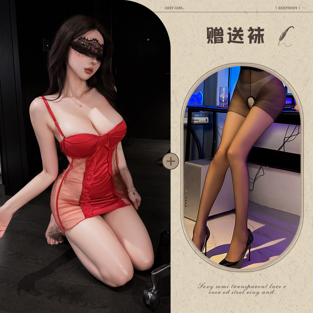 버건디 + 블랙 가랑이 없는 양말