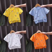 跨境男女宝宝夏装百搭儿童短袖t恤纯棉0-5岁卡通上衣外贸童装尾货