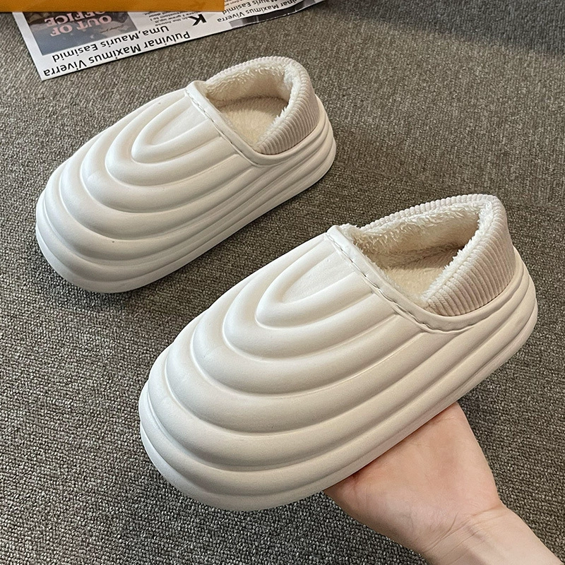 Новые непромокаемые хлопковые тапочки, женская зимняя сумка на каблуке с флисовой подкладкой, домашняя теплая толстая подошва, пара в хлопковой обуви для мужчин