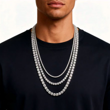 3 4 5mm男士嘻哈网球项链高级饰品男女合金吊坠首饰跨境爆款