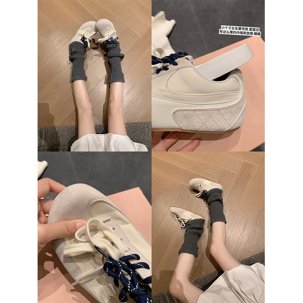 Versión de cuero de vaca ~ Su Yan Yan con la cabeza grande pequeño lindo Duo Duo cordón de zapatos de entrenamiento casual de alta altura zapatos de mujer Gump