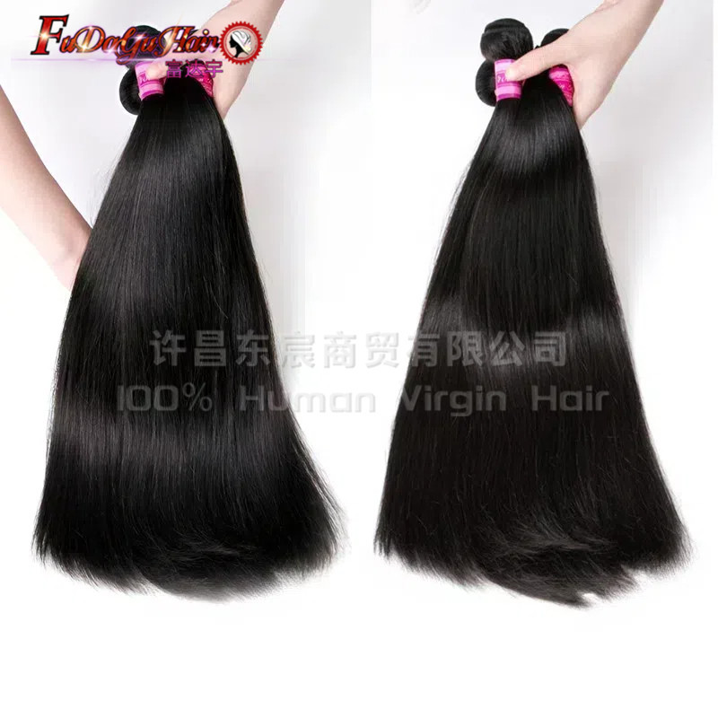 Postizo de cabello humano real de 15A, cabello brasileño liso, peluca de cabello real, volumen alto, cabello largo y liso, alta densidad