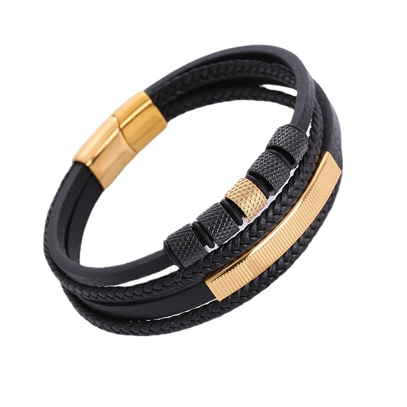 Men's Braided Leather Bracelet Waterproof And Hypoallergenic_voghion.com