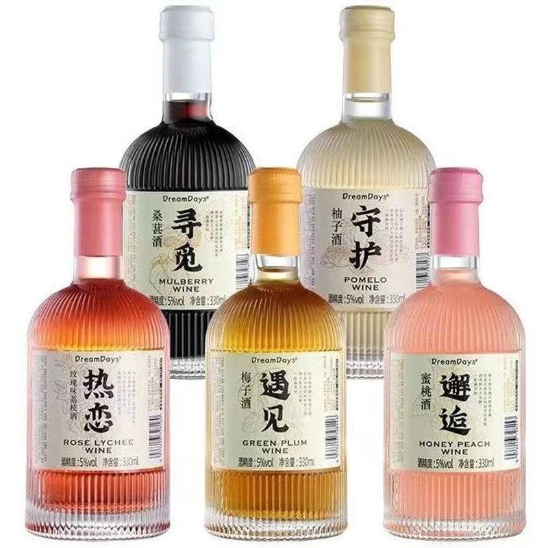 Milk Fruit that year, slightly tipsy fruit wine, women's low-grade sweet wine, met plum wine, grapefruit, peach, mulberry wine, 12 bottles in a whole box