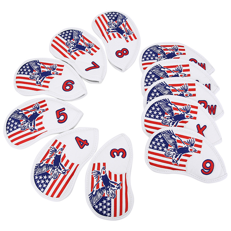 Cubierta de varilla de hierro de golf transfronteriza 11 cubierta de tapa de club de impresión digital de cuero PU accesorios de suministros de golf fábrica al por mayor