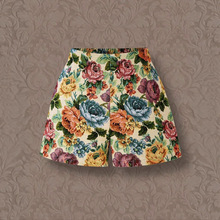 美式外穿高腰显瘦微喇女夏短裤 跨境高级感小个子印花宽松a字短裤