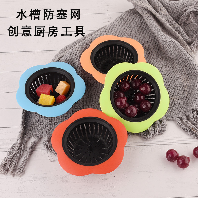 Plum Blossom Type Household Sink Filter Kitchen Sink Floor Drain Slag Leakage Plastic Anti-Clogging Sink Filter