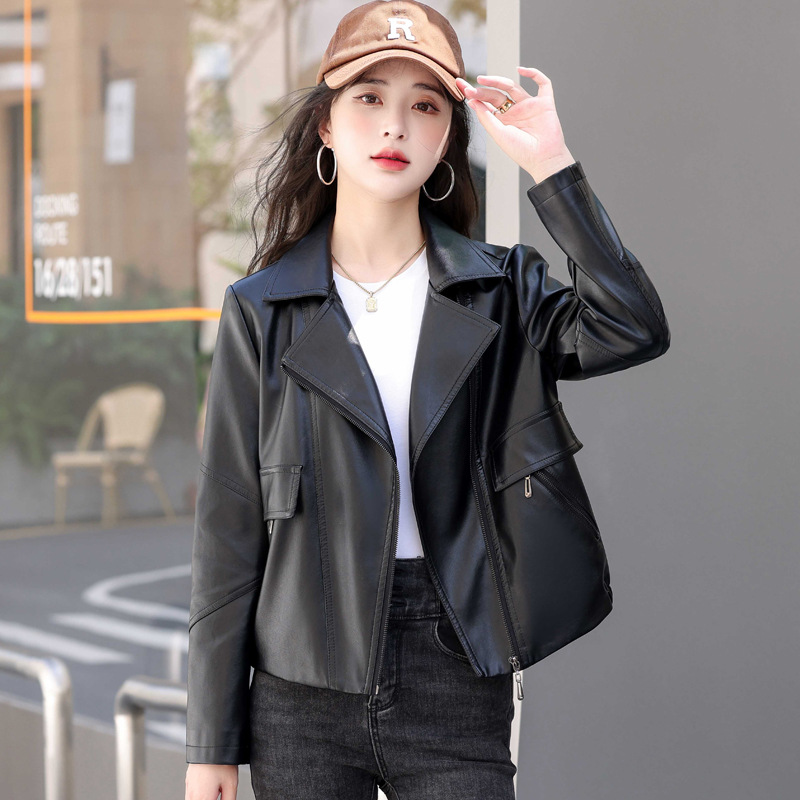 2025新款海宁皮衣女短款外套宽松时尚韩版休闲大码春秋女装皮夹克
