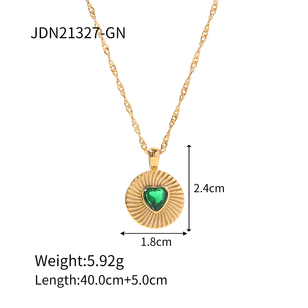 Fashion Heart Shape Stainless Steel Titanium Steel Plating Zircon Pendant Necklace