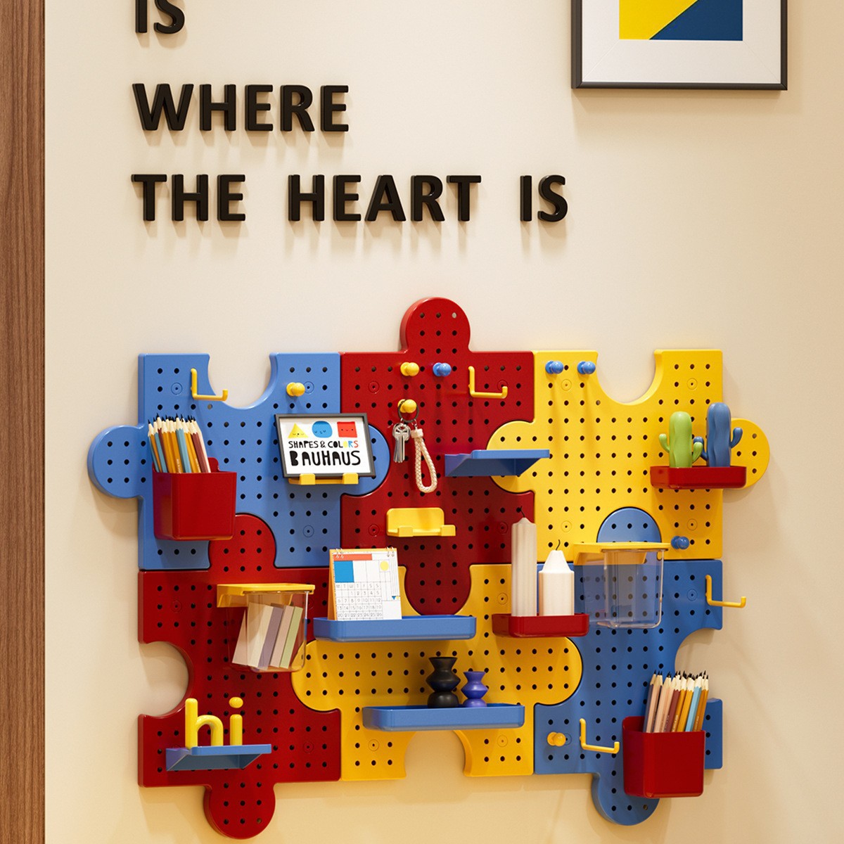 Exquisite Storage Board Wall Punching Puzzle Wall Creative Children's Desk Study Table Hole Board Storage Rack