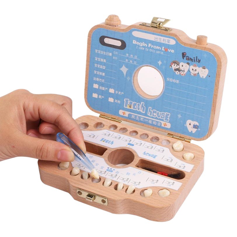 Caja de almacenamiento de pezón de cámara de madera para niños caja de almacenamiento de Casa de dientes de bebé colección de cabello fetal almacenamiento