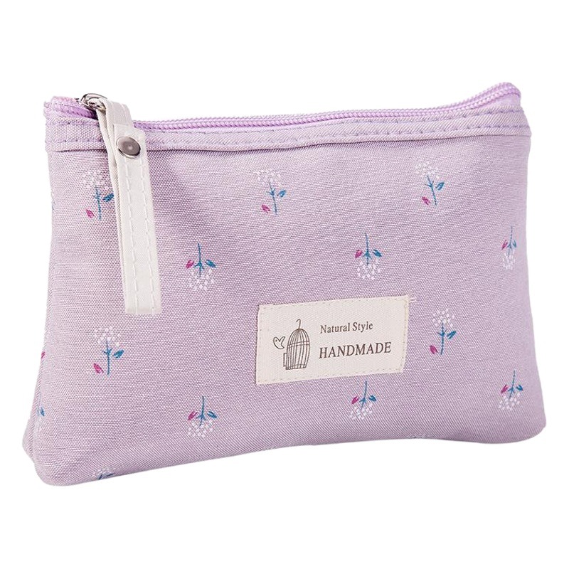 Impermeable impreso lienzo cosmético bolsa portátil de las mujeres pequeño tamaño cremallera bolsa de lavado multifuncional estudiante lápiz caso