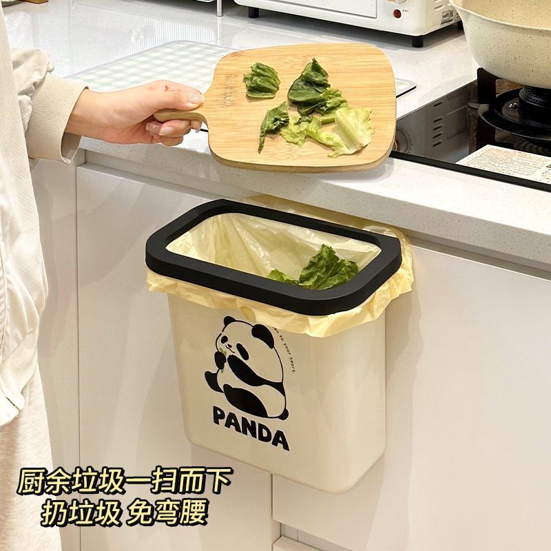 Kitchen Waste Trash Can Household Kitchen Wall-Mounted Bend-Free Cute Kitchen Cabinet Door Storage Bucket Dormitory Bathroom Paper Basket