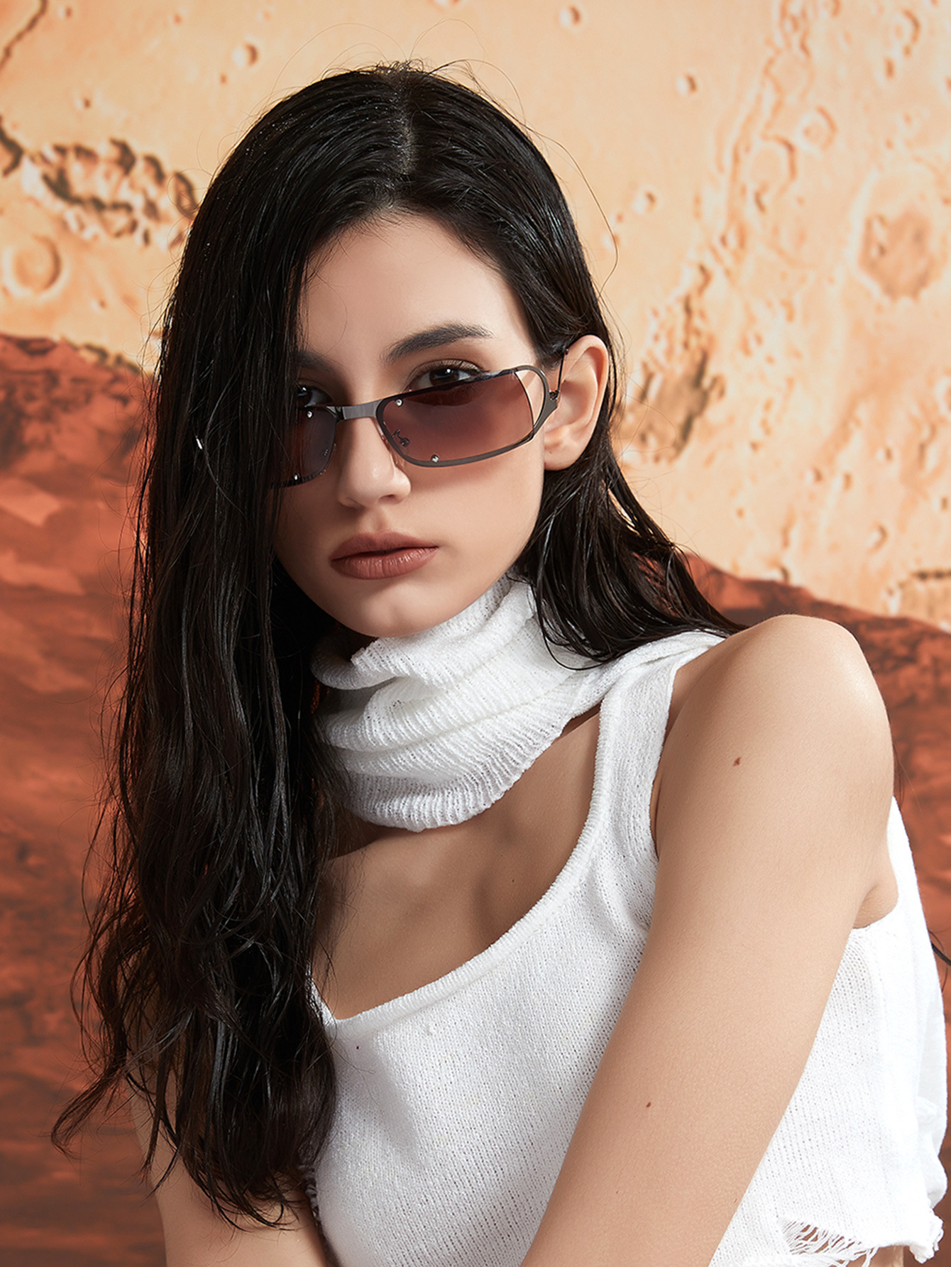 Sunglasses Classification Pc Lens Material Fashion Pc Square Full Frame Women's Sunglasses