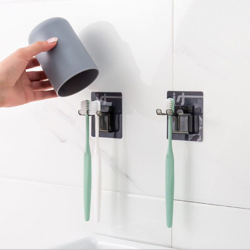 Wall-Mounted No-Drill Wall Mouthwash Bathroom Toothbrush Cup Holder Storage Rack Manufacturer_voghion.com