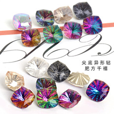 2021新款美甲钻8mm肥方千禧 尖底异形玻璃钻美甲钻diy饰品材料