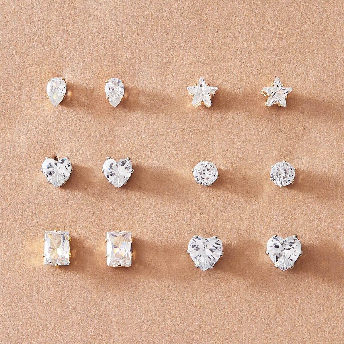 Simple Style Heart Diamond Alloy Artificial Gemstones Earrings Ear Studs display picture 1