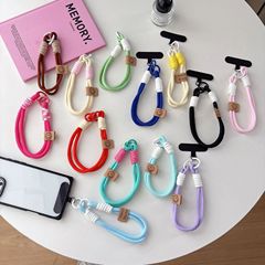 ins风浅色百搭手机壳挂件短款手绳耐用编织带挂件通用钥匙包包链