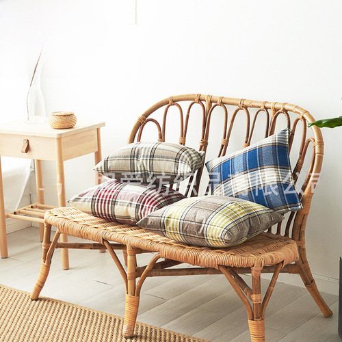 Color-woven striped polyester-linen pillowcase, multi-color and multiple specifications linen grid pillow, cross-border home sofa cushion cover