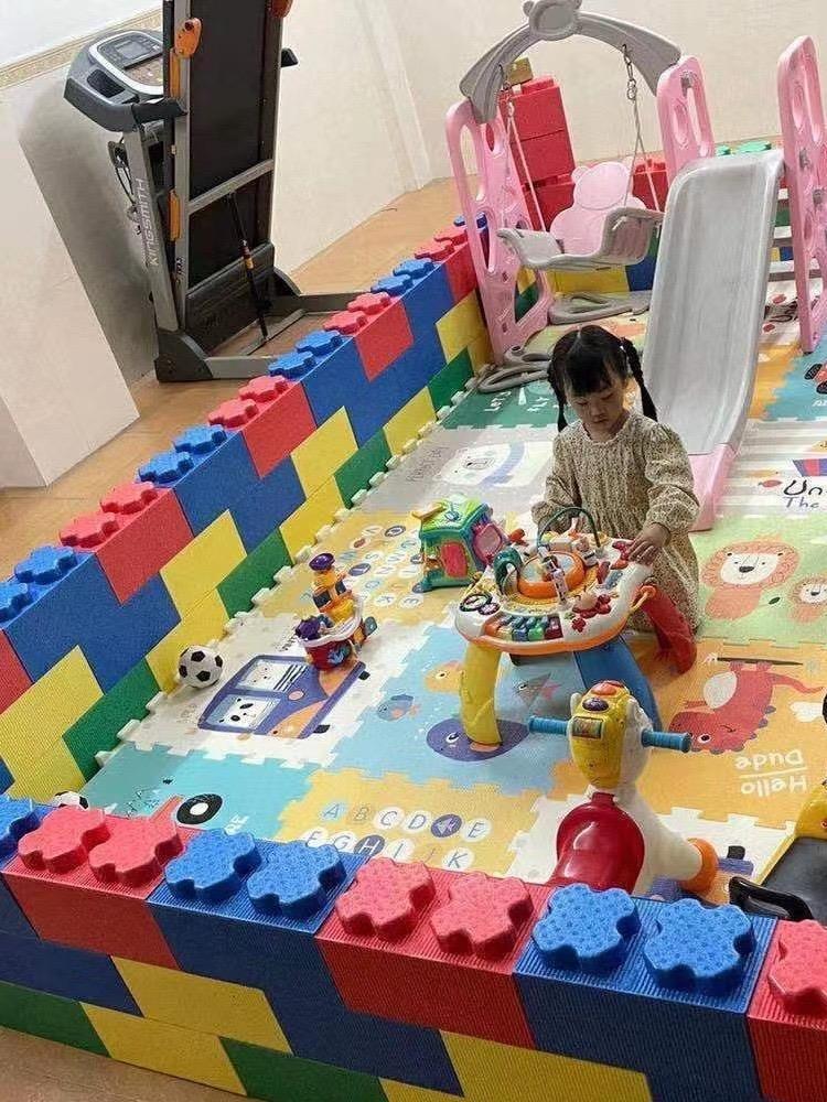 1一2岁宝宝积木大颗粒泡沫城堡墙围栏教具大块汽车室内玩具游乐场