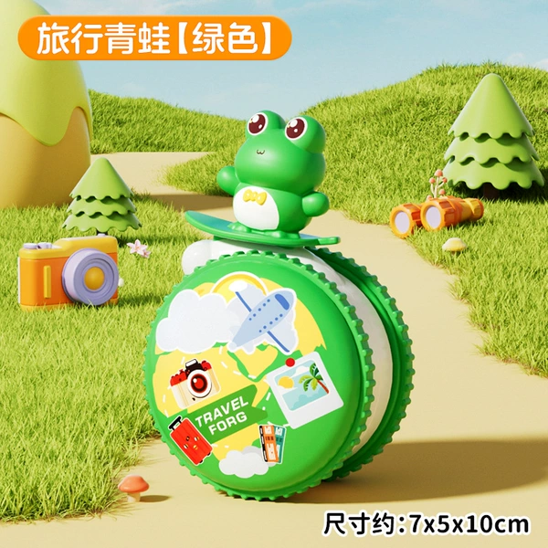Warrior, green roly-poly doll for traveling, frog
