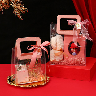 Wedding candy bridesmaid hand gift bag high-grade pvc plastic transparent handbag New Year's day New Year gift bag wholesale