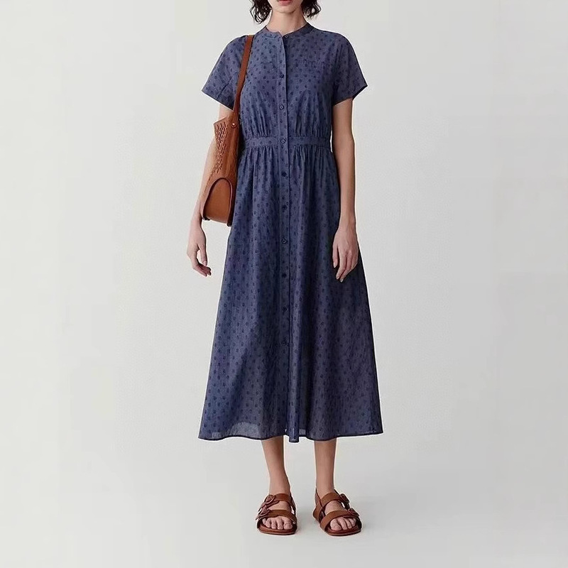 IC Xiaohe Women's Clothing Store Same-style 2025 Spring and Summer Cotton Slimming Mid-length Printed dress Dress