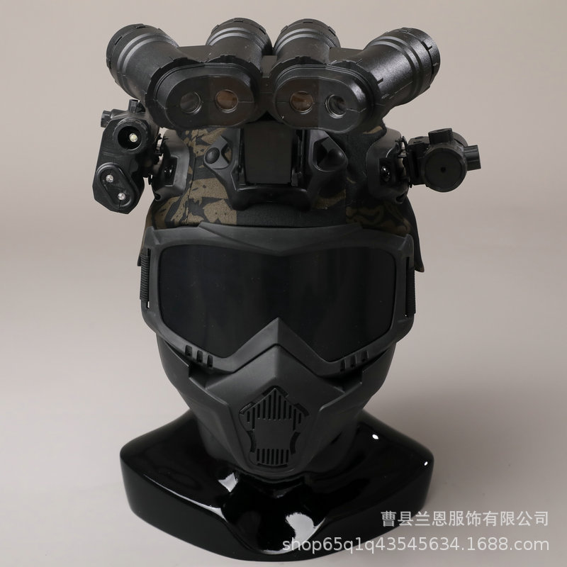 Casco táctico para niños binoculares de cuatro ojos de protección al aire libre equipo de ventilador militar telescopio modelo de visión nocturna equipo táctico