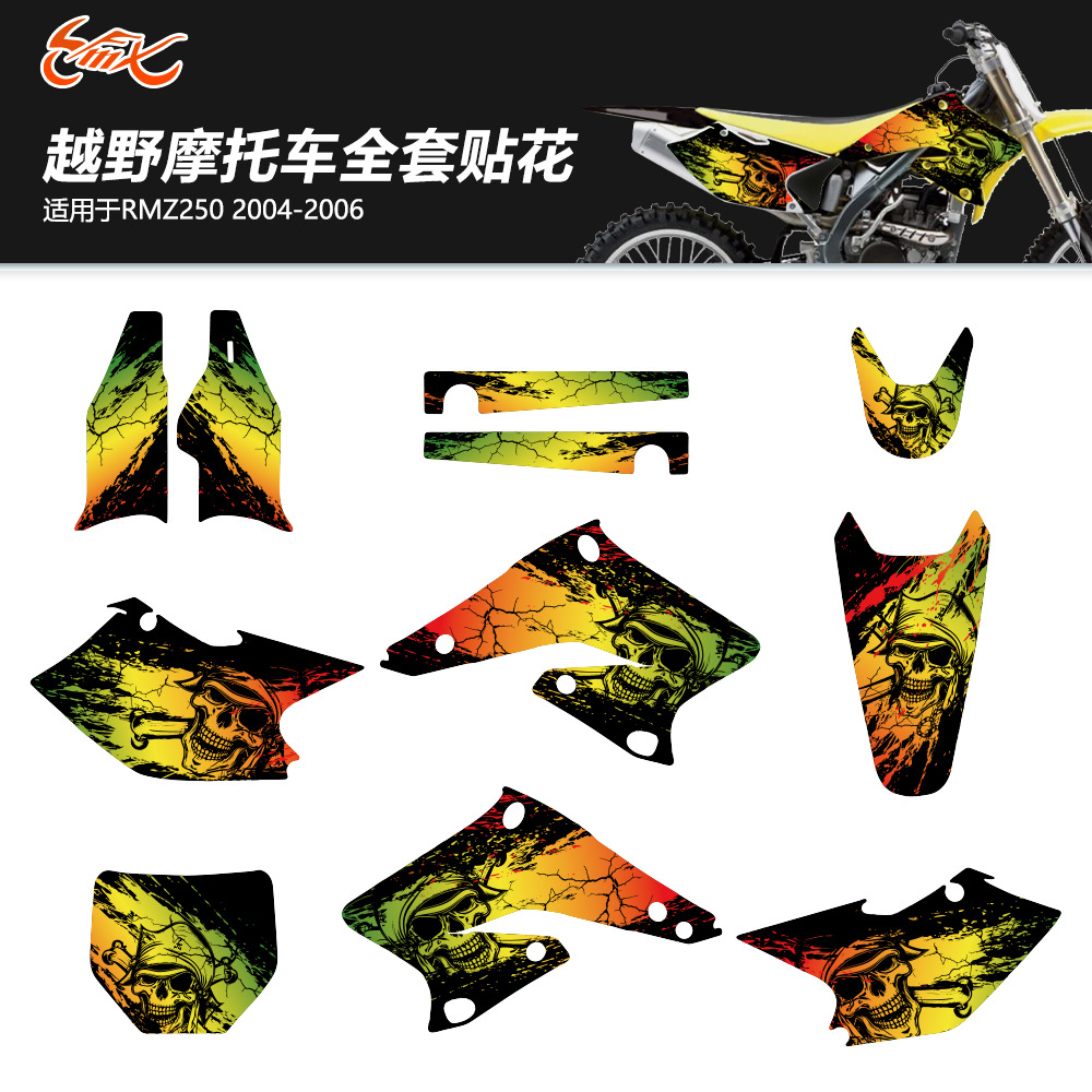 Pegatinas de motocicleta todoterreno para SUZUKI RMZ250 04 - 06 años de personalización con decalques de alta calidad