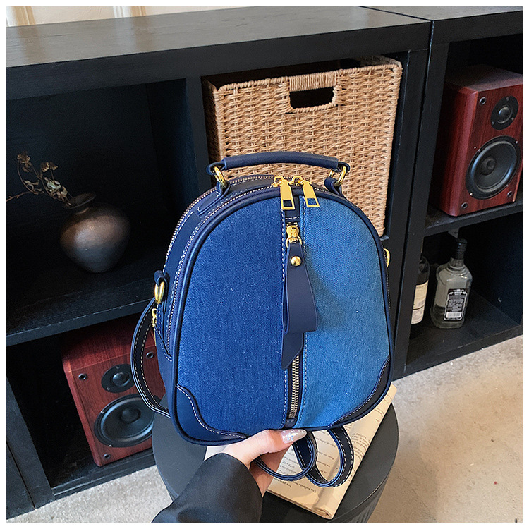 Bolsa de tendencia transfronteriza para mujeres 2026 nuevo nicho jeans empalmado mochila de hombro multifuncional image 8