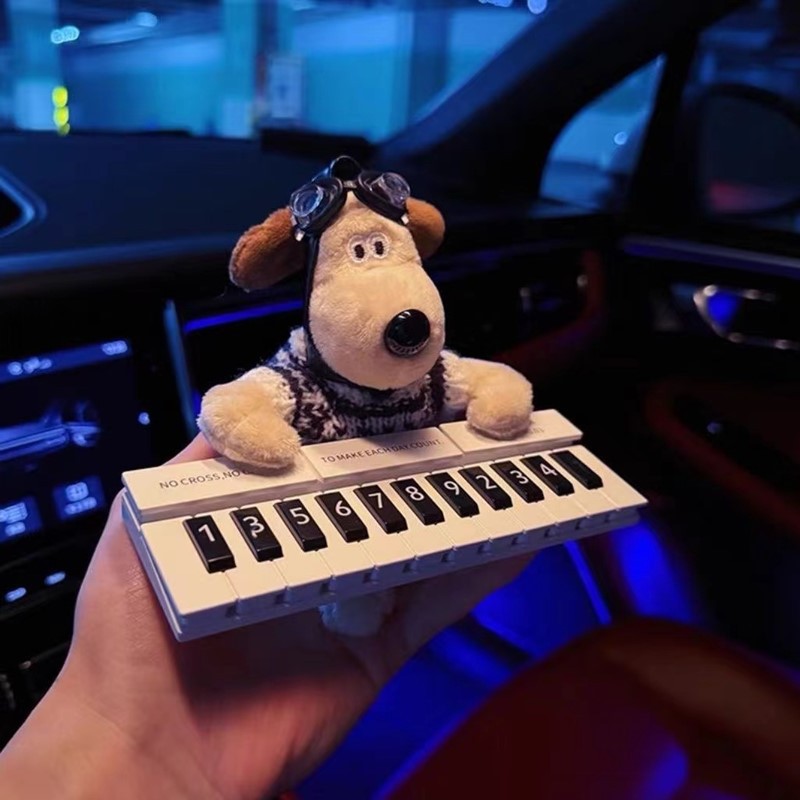 Tarjeta de estacionamiento de piano de celebridades de Internet, placa de número de estacionamiento temporal, decoración de automóvil para niñas, tarjeta de estacionamiento, lindo perro de cabeza