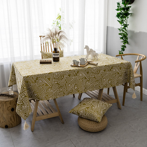 Japanese cotton and linen fabric trendy Instagram coffee table runner Nordic geometric modern light luxury literary home tea table cover