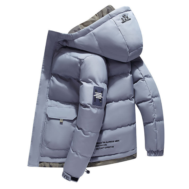 Men's Winter Hooded Padded Jacket - Lightweight Quilted Coat With Zip Closure, Stylish Casual Outerwear For Cold Weather (Black, Light Blue, Khaki)_voghion.com