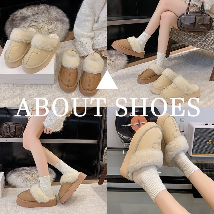 2025 New Model Women's Snow Boots, Winter Fur-Lined Shoes, Thick-Soled Warm Outdoor Slip-On Clogs
