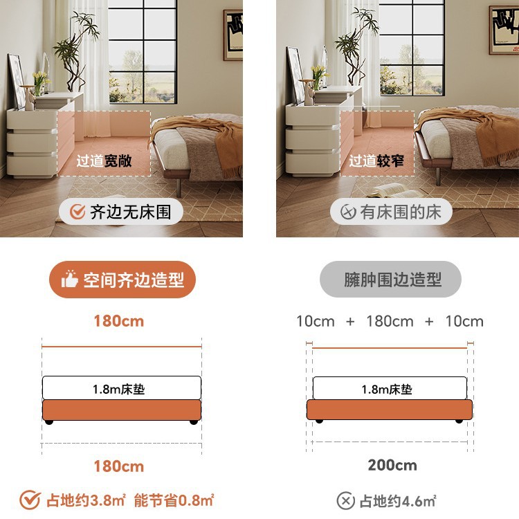Cama de cuero de envoltura suave negra, dormitorio principal, estilo doméstico minimalista, tofu, orejas de elefante, cama doble.